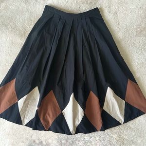 ALYSI Pleated Midi Diamond Pattern Skirt sz 4